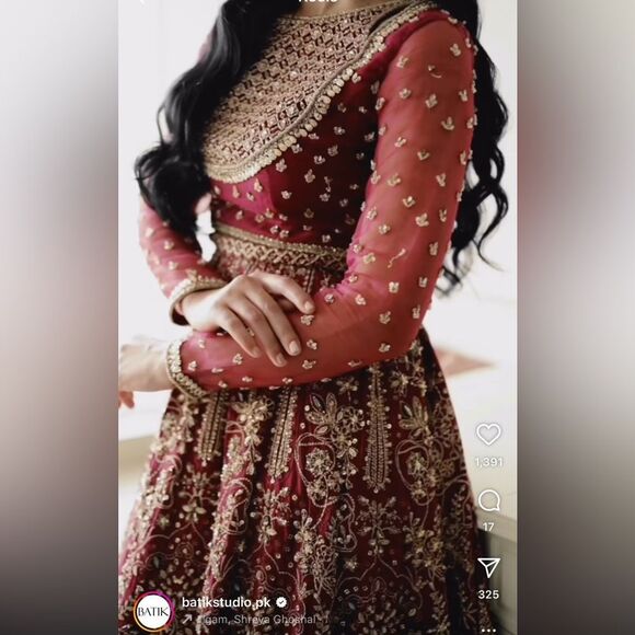 BATIK STUDIO AUTHENTIC PAKISTANI DESIGNER BRIDAL DRESS - Picture 13 of 16